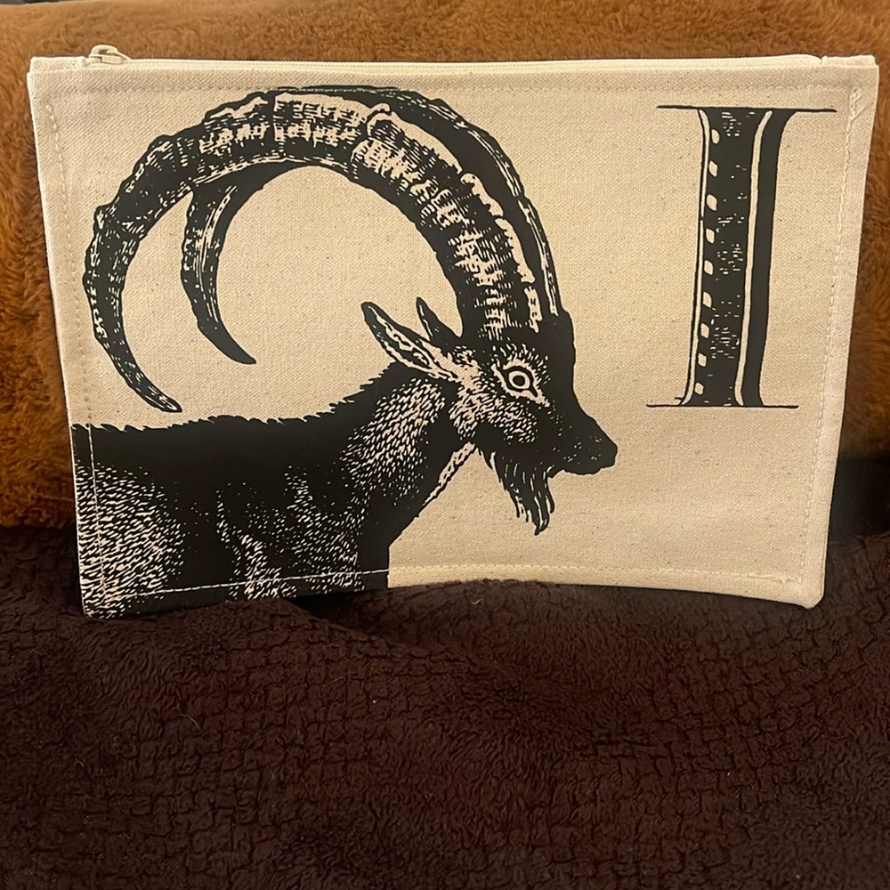 Canvas Pouch with Goat Print. (7”x10”)